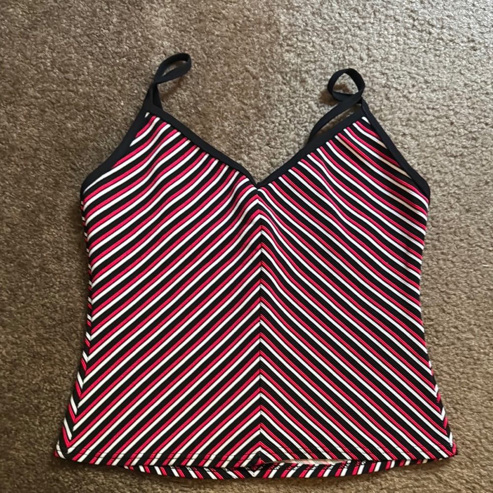 Vintage Black and Red Striped Women's Top